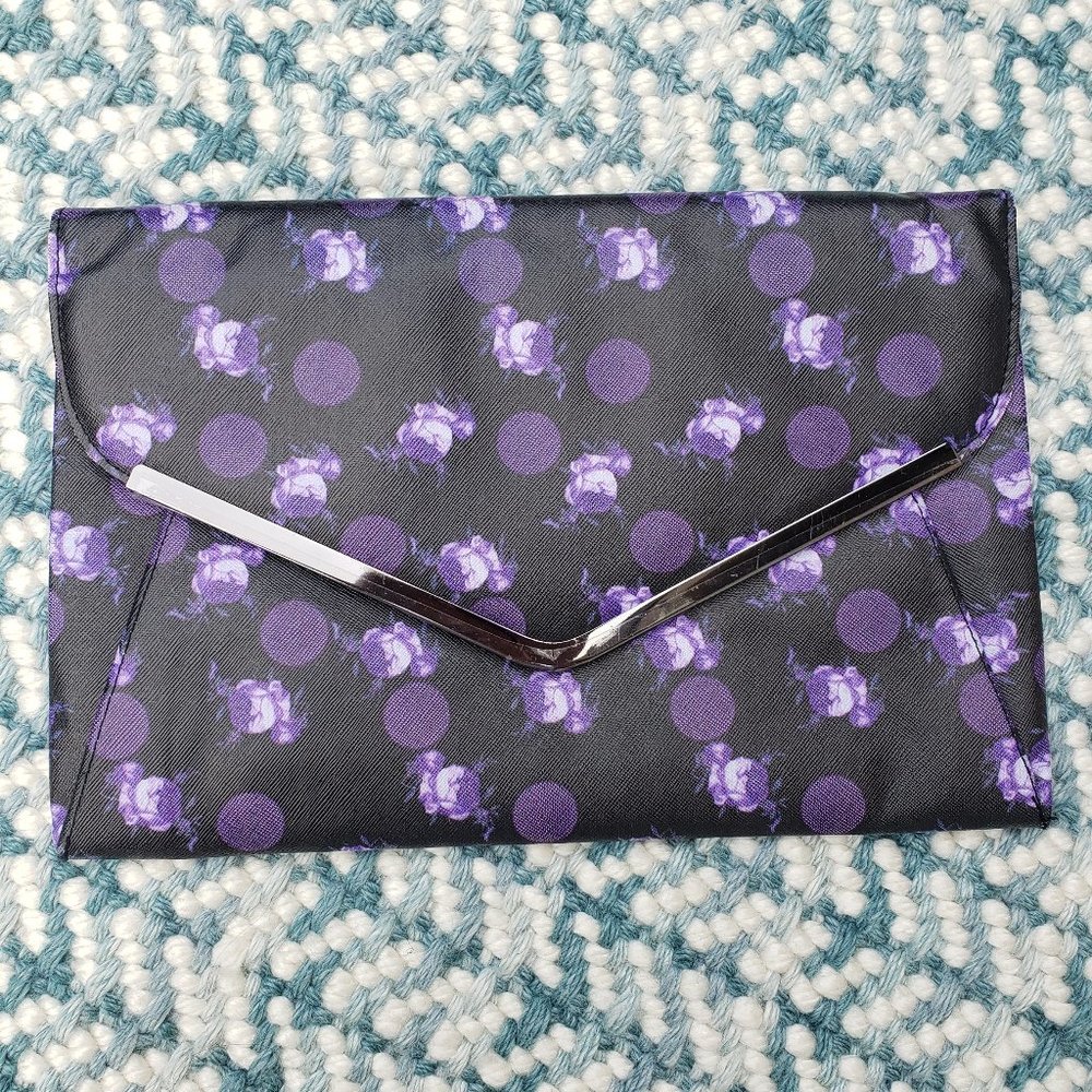 ASOS Purple Polka Dot Flowers Envelope Clutch NEW